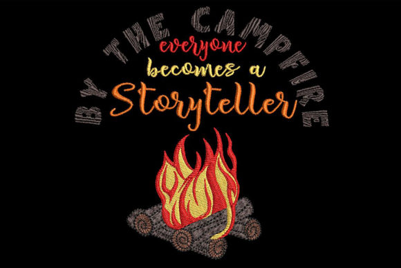 Campfire Embroidery with a Quote: A Nostalgic Gem