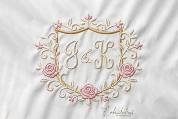 Charming Floral Monogram Frame Embroidery