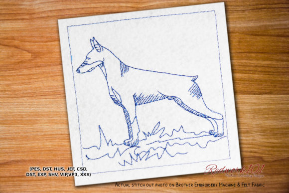Doberman Dog Embroidery Design for Business